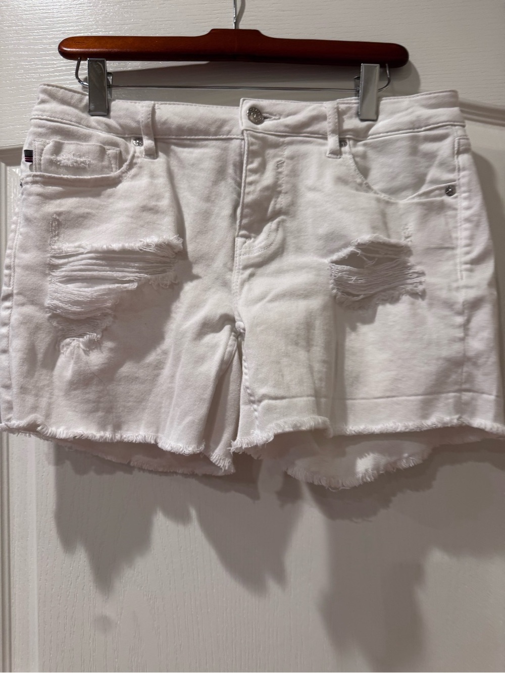 Vigoss White Distressed Denim Cutoff Shorts